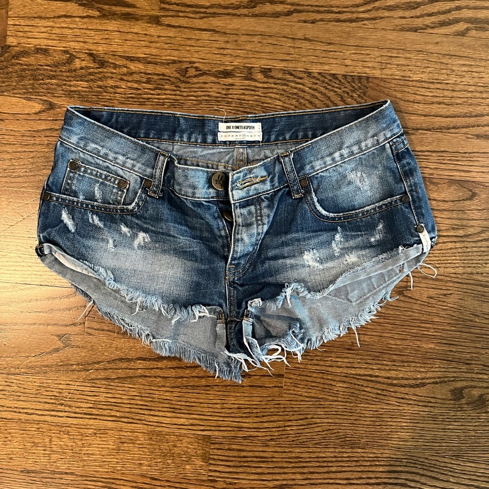 One Teaspoon Blue Distressed Jean Shorts No 2’s
